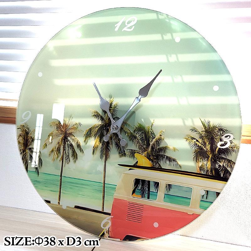 アメリカン レトロ 掛時計 ビーチ ガラス ウォールクロック Sunshine