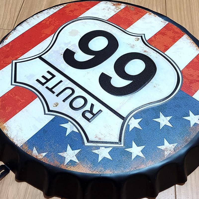 アメリカン レトロ Route66 ブリキ看板 おしゃれ 星条旗 ボトル