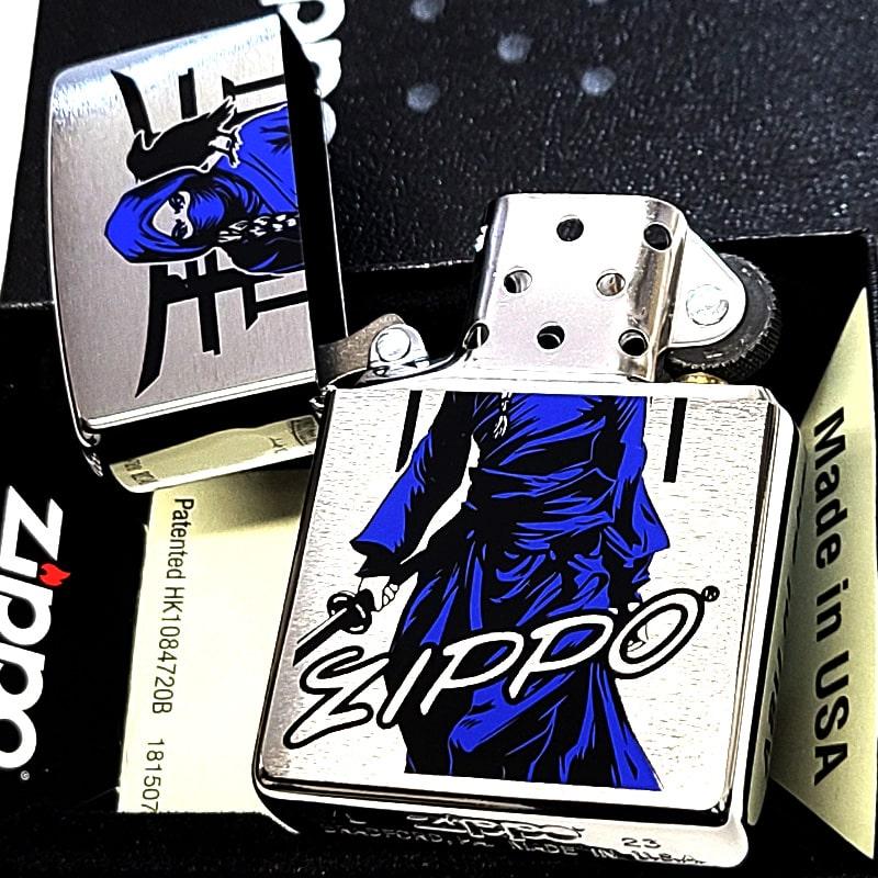 ZIPPO（ジッポー） ライター くノ一 藍 忍者 和柄 ジッポ シルバー