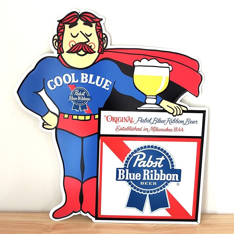 Pabst Blue Ribbon ビンテージ看板 アメリカン レトロ ブリキ看板 パブストブルーリボン ビール エンボス
