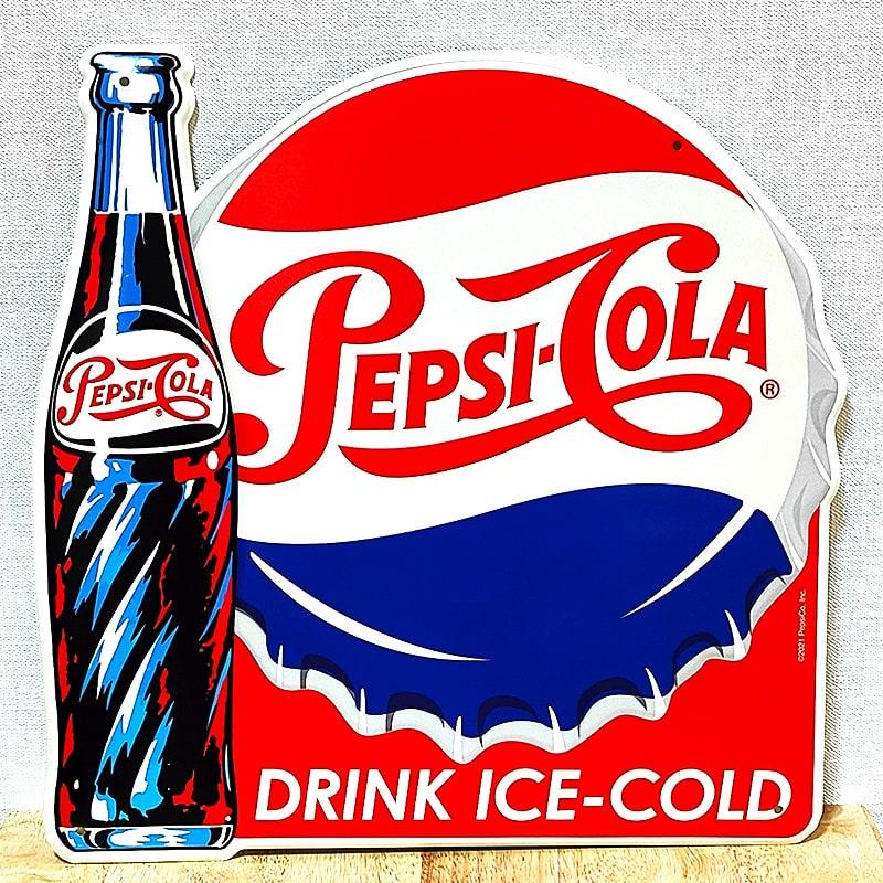 PEPSI ブリキ看板 ペプシ コーラ ボトルキャップ エンボスメタル PEPSI ブリキ看板 ペプシ コーラ ボトルキャップ エンボスメタル