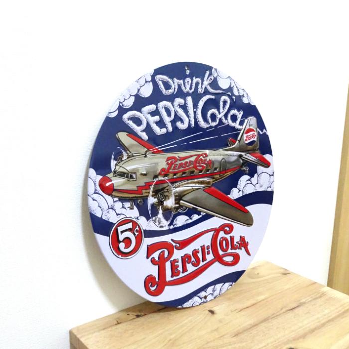 PEPSI（ペプシ） ブリキ看板 アンティーク 珍しい 飛行機 ガレージ