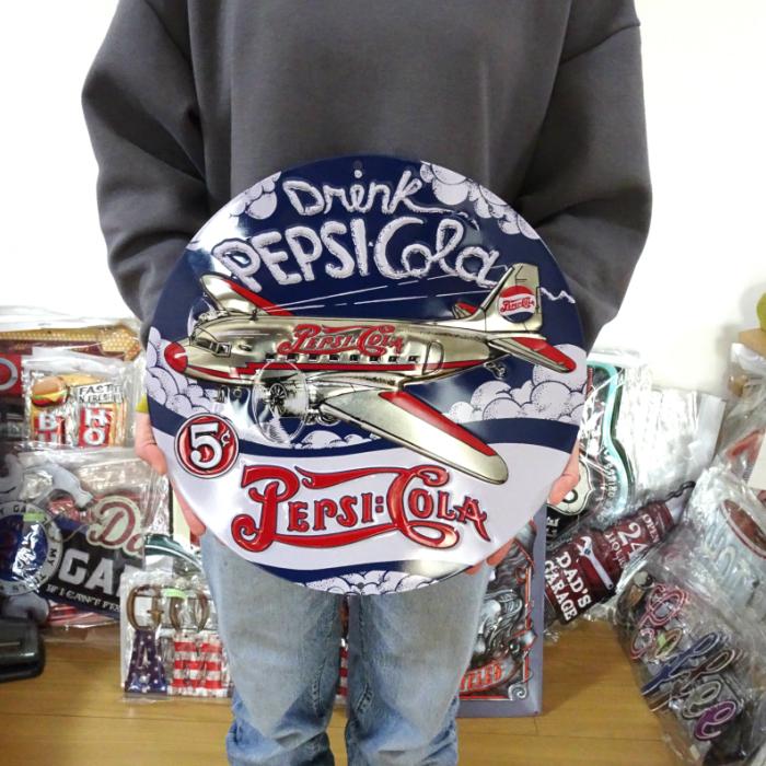 PEPSI（ペプシ） ブリキ看板 アンティーク 珍しい 飛行機 ガレージ