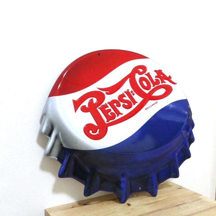 ブリキ看板 ペプシ アンティーク　珍しい ボトルキャップ ガレージ 赤 レッド PEPSI ブリキ看板 ペプシ アンティーク 珍しい ボトルキャップ