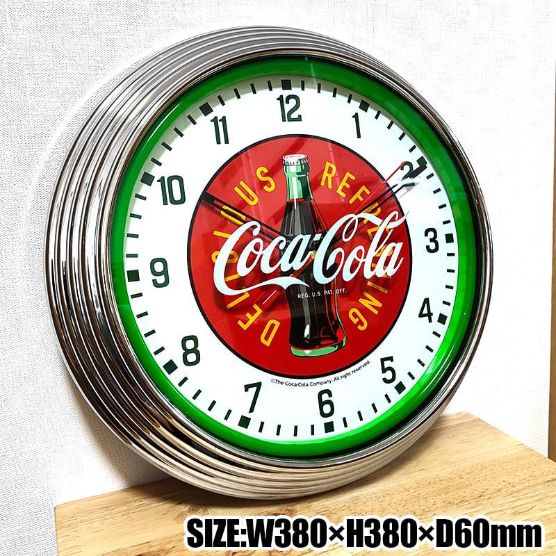 Coca Cola（コカコーラ） ネオンクロック 掛時計 LEDライト グリーン