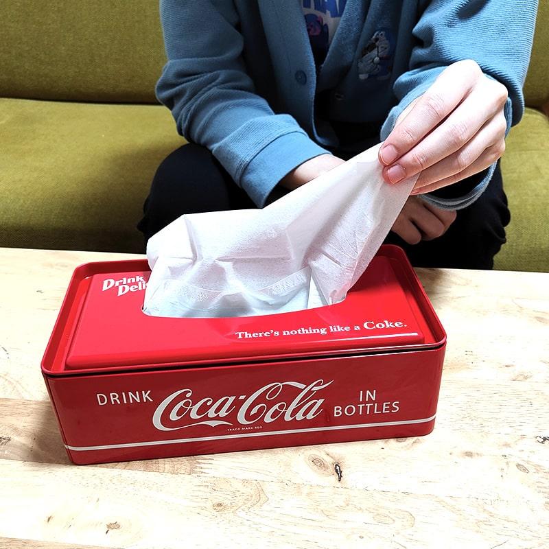 アメリカン レトロ ティッシュケース コカコーラ ロゴ レッド ブリキ製