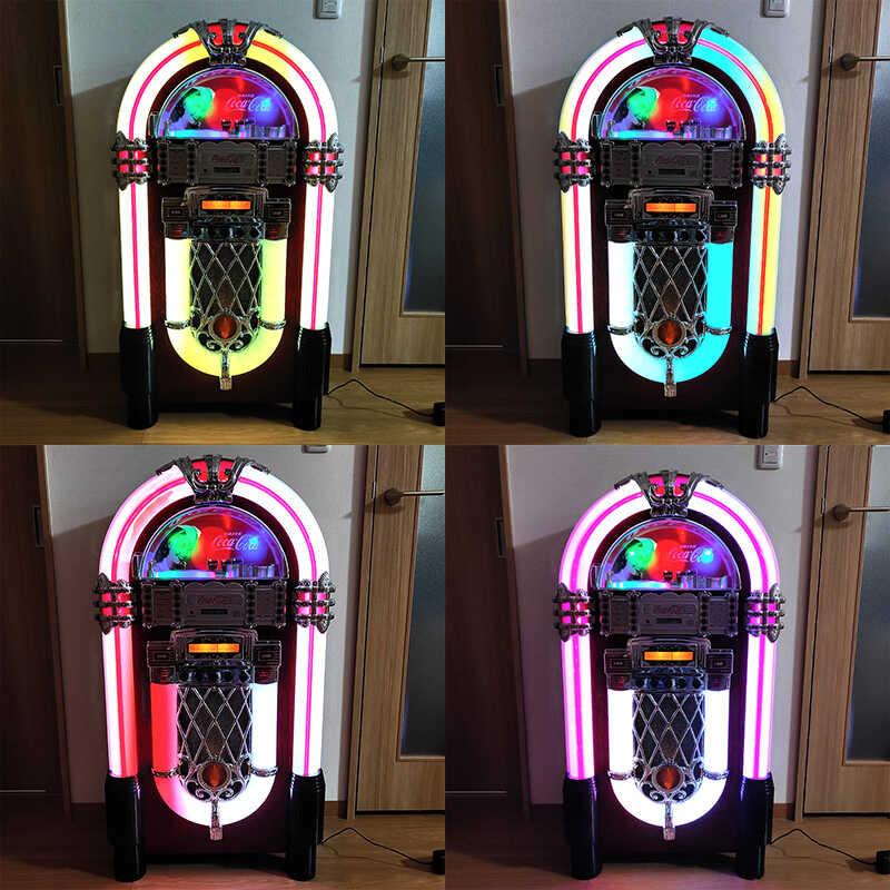 Coca-Cola ジュークボックス型 CDプレーヤー ラジオ Coca Cola（コカコーラ） ジュークボックス LED レトロ 光る レトロ