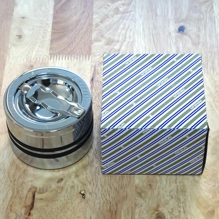 銀製煙皿 卓上灰皿 クロームライン2 プッシュ灰皿 おしゃれ 灰皿 蓋付き