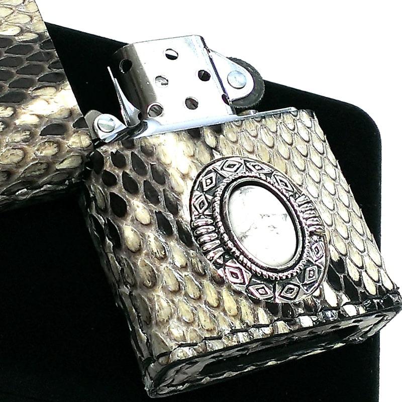 ZIPPO（ジッポー） 限定50個生産 パイソン 本革巻き ハウライト 天然石 