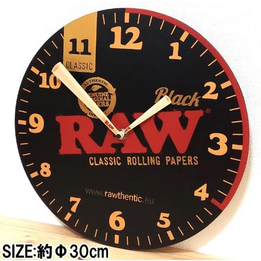 フラックス モーター時計 掛時計 レトロ アメリカン レトロ RAW 掛時計 クロック ブラックゴールド インテリア