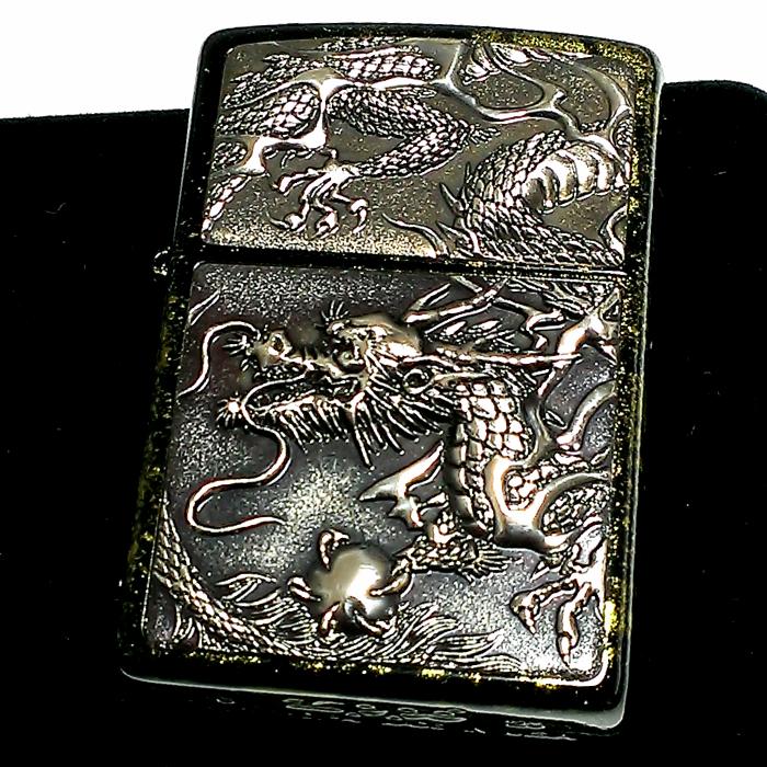 注目の 龍 レインボー ZIPPO ドラゴン 新品 ブラック 和柄 ジッポ