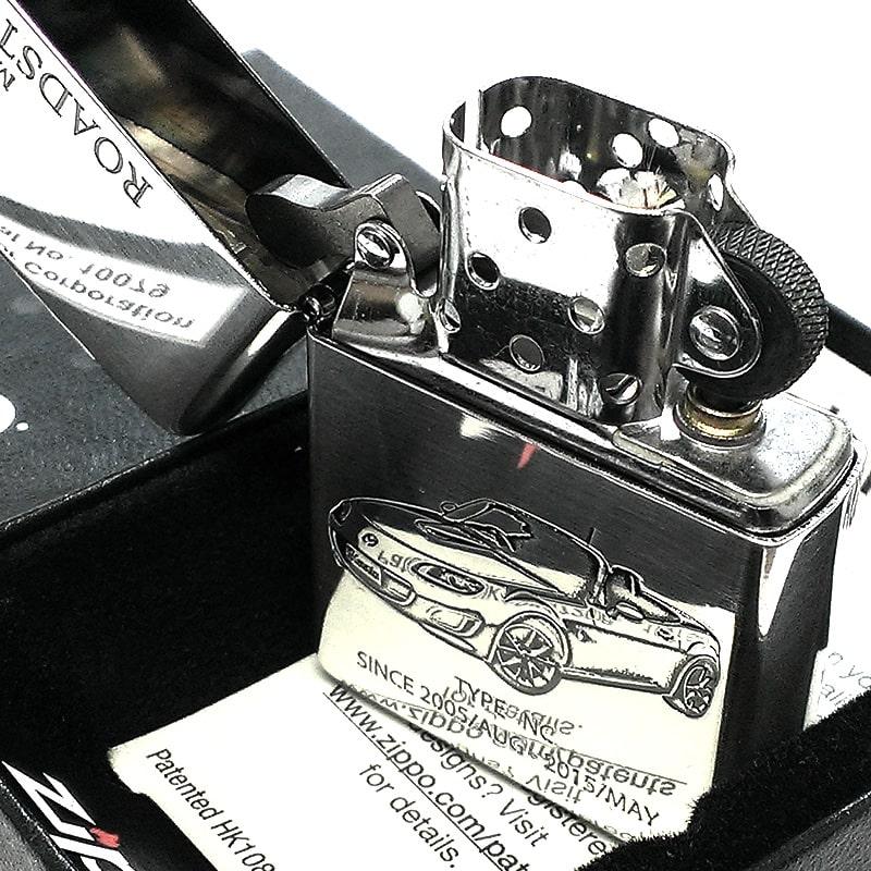 ZIPPO ライター MAZDA SERIES 車 ROADSTER NC ジッポ マツダ ロードスター シルバー ロゴ かっこいい エッチング彫刻 ギフトの画像