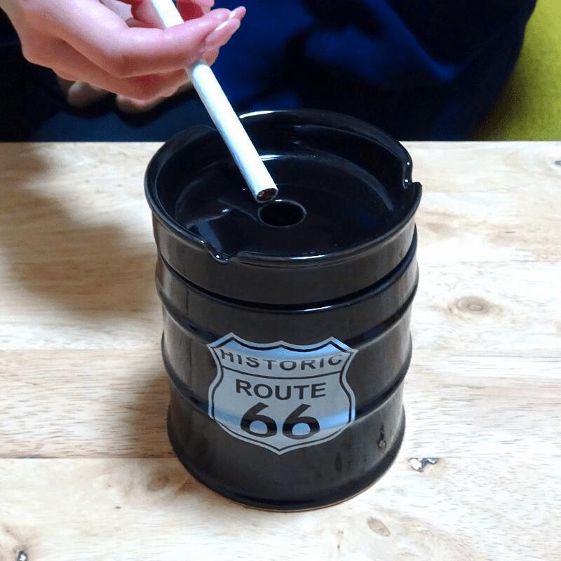 ドラム缶灰皿 喫煙具 Route66 ルート66 タバコ ブラック 小物