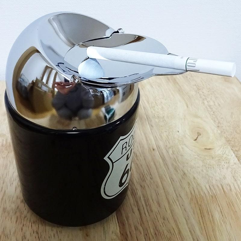 灰皿 ドーム ROUTE66 アメリカン おしゃれ タバコ 蓋つき 喫煙具 陶器