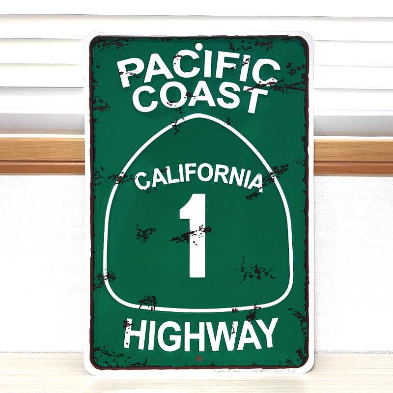 アメリカン レトロ ブリキ看板 PACIFIC COAST HIGHWAY カルフォルニア