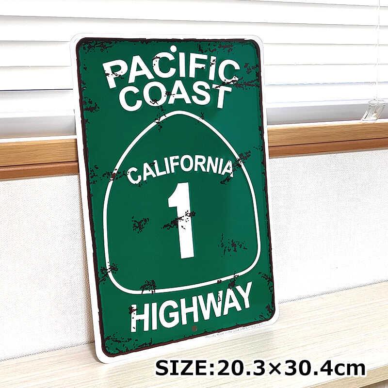 アメリカン レトロ ブリキ看板 PACIFIC COAST HIGHWAY カルフォルニア