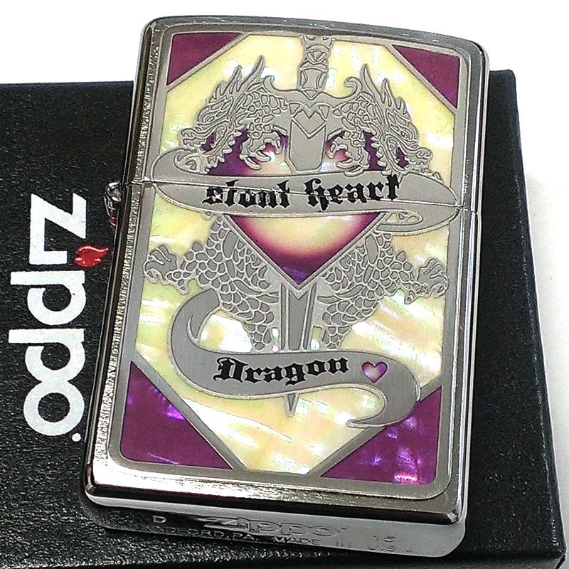 ZIPPO シェルドラゴン パープル＆ホワイトシェル ジッポ ライター 