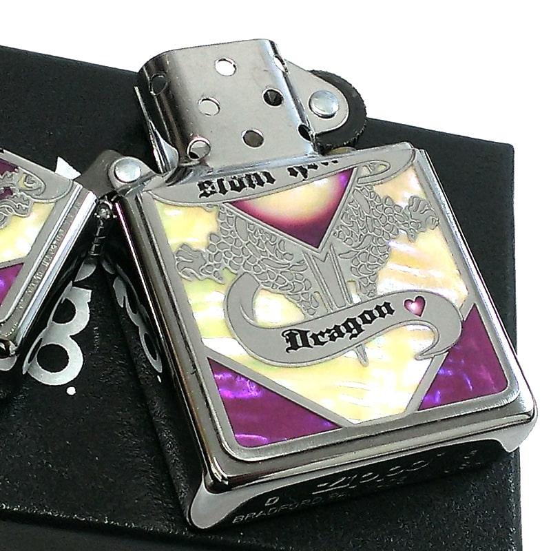 ZIPPO シェルドラゴン パープル＆ホワイトシェル ジッポ ライター 