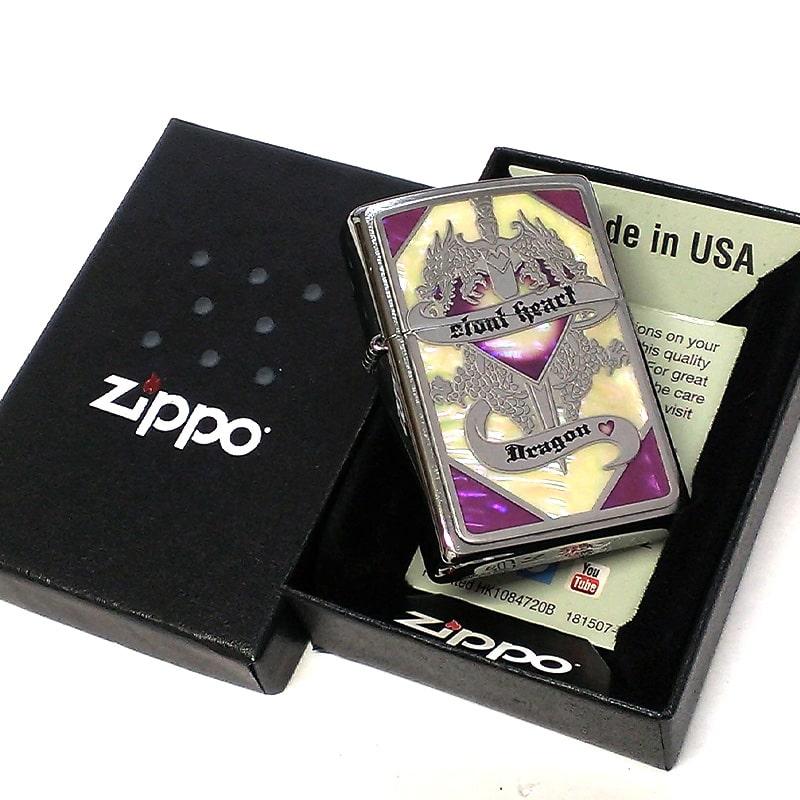 ZIPPO シェルドラゴン パープル＆ホワイトシェル ジッポ ライター 