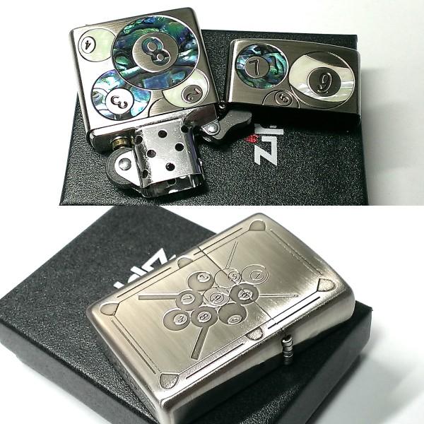 ZIPPO おしゃれ ライター シェル ビリヤード ジッポ かっこいい 銀古美 アンティーク シルバー 天然貝 シェルインレイ 両面加工 メンズ レディース ギフト｜hayamipro｜04