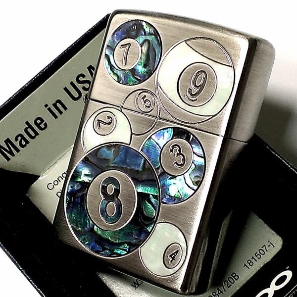 シェル ZIPPO おしゃれ ライター ビリヤード ジッポ かっこいい 銀古美