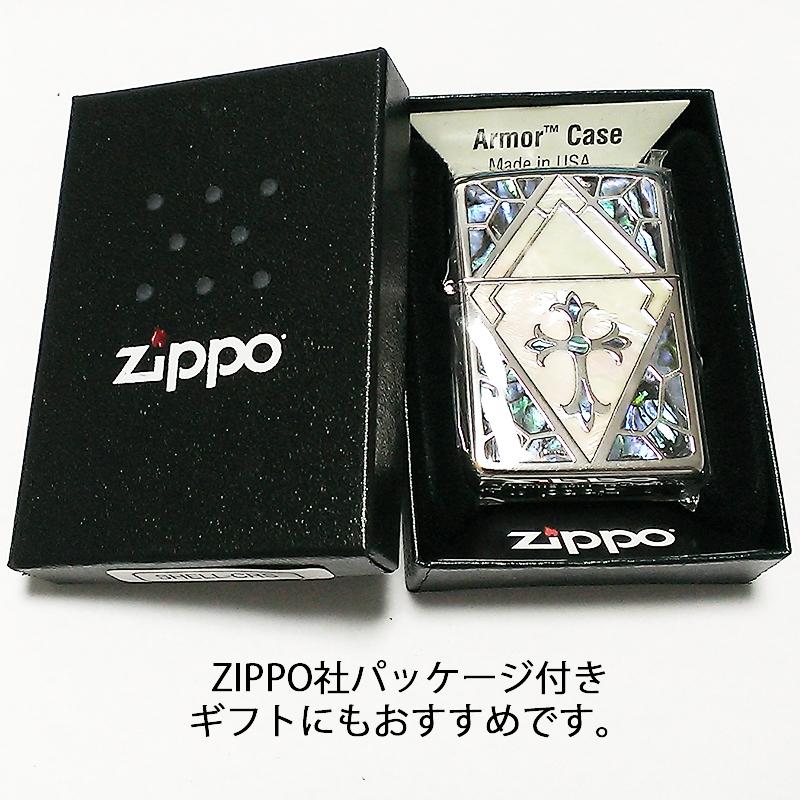ZIPPO（ジッポー） ジッポ アーマー シェルインレイ 天然貝象嵌 クロス