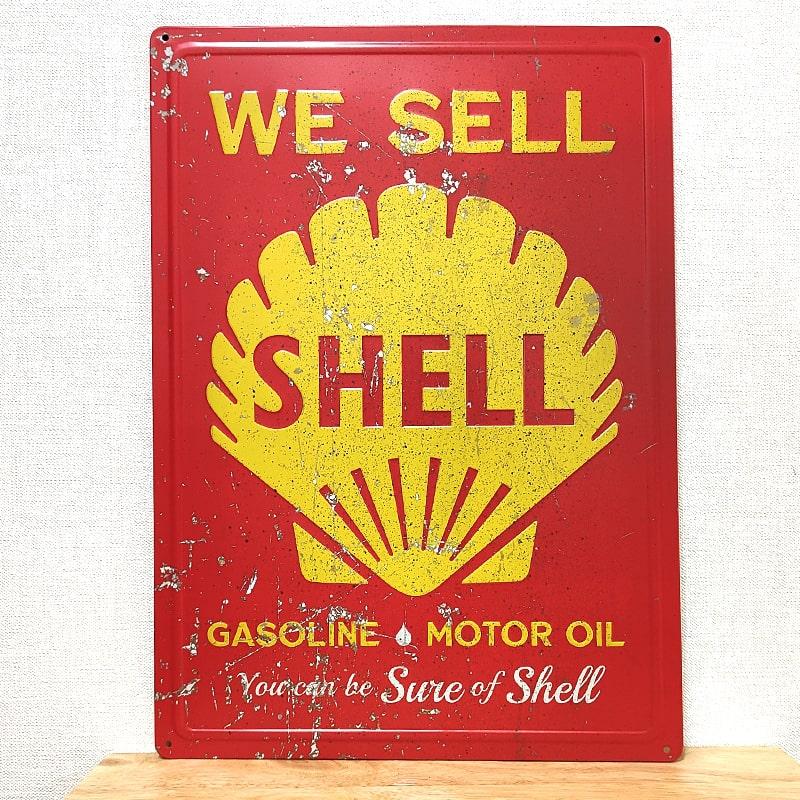 ブリキ看板 ガスポンプ SHELL レトロ エンボスメタルサイン ヴィンテージ アメリカン レトロ ブリキ看板 ガスポンプ 大きい SHELL