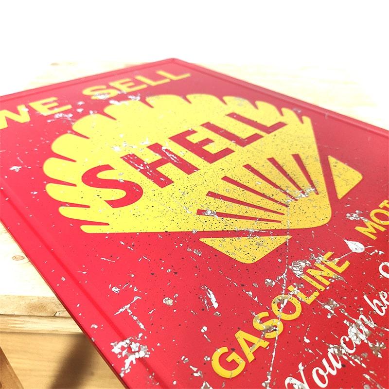 ブリキ看板 ガスポンプ SHELL レトロ エンボスメタルサイン ヴィンテージ アメリカン レトロ ブリキ看板 ガスポンプ 大きい SHELL