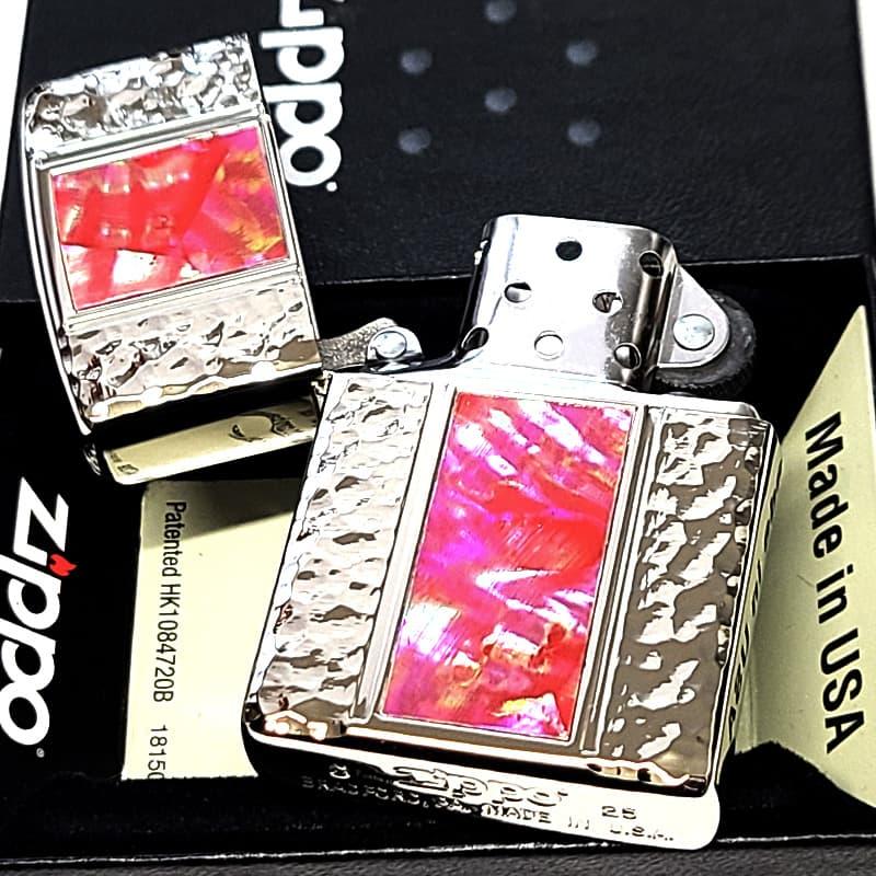 ZIPPO（ジッポー） 天然貝 ピンクシェル プラチナコーティング 