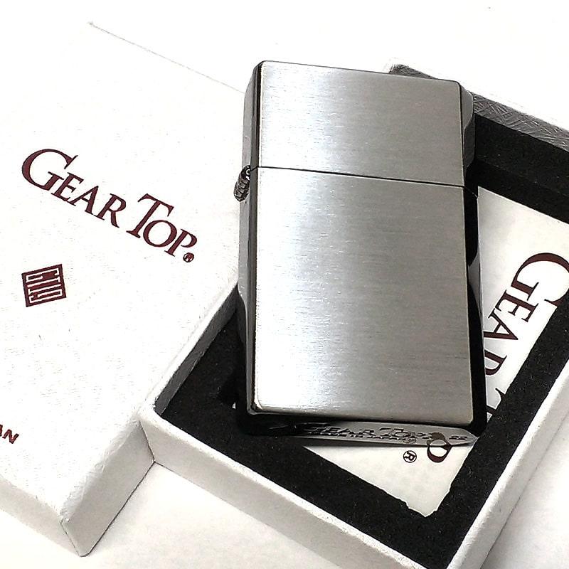 オイルライター ギアトップかっこいい シンプルライン シルバーサテン