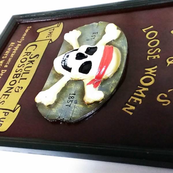 オンライン限定商品】 スカル 髑髏 木製看板 アメリカンパブ BAR
