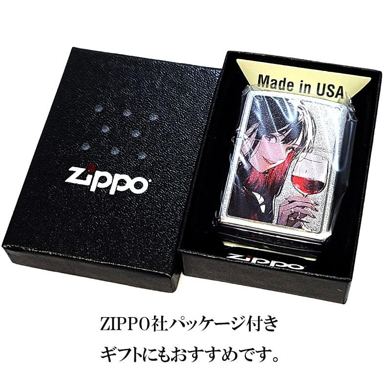 ZIPPO ライター お酒 Drinking Girl 女性 ワイン ジッポ シルバーサテン おしゃれ セクシー ドリンキング ガール かわいい ギフトの画像