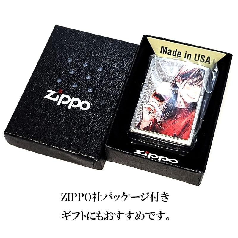 ZIPPO おしゃれ お酒 ワイン Drinking Girl ジッポ ライター シルバーサテン 女性 セクシー ドリンキング ガール 銀 メンズ ギフトの画像