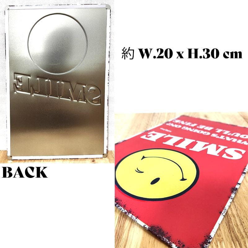 アメリカン レトロ ブリキ看板 スマイル エンボスティンプレート