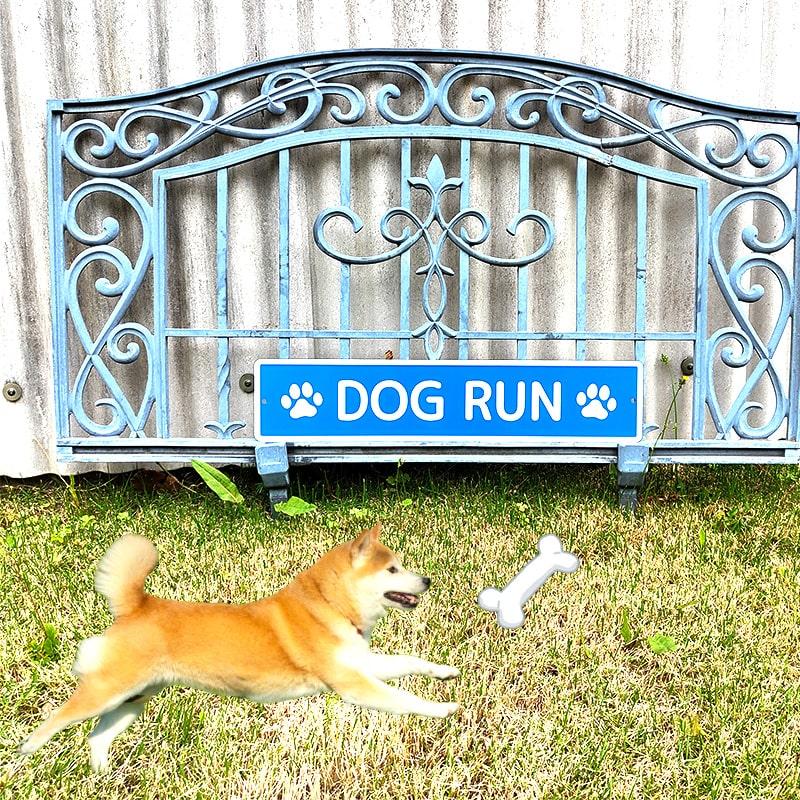 アメリカン レトロ 看板 ドッグラン メッセージサイン ブルー 犬