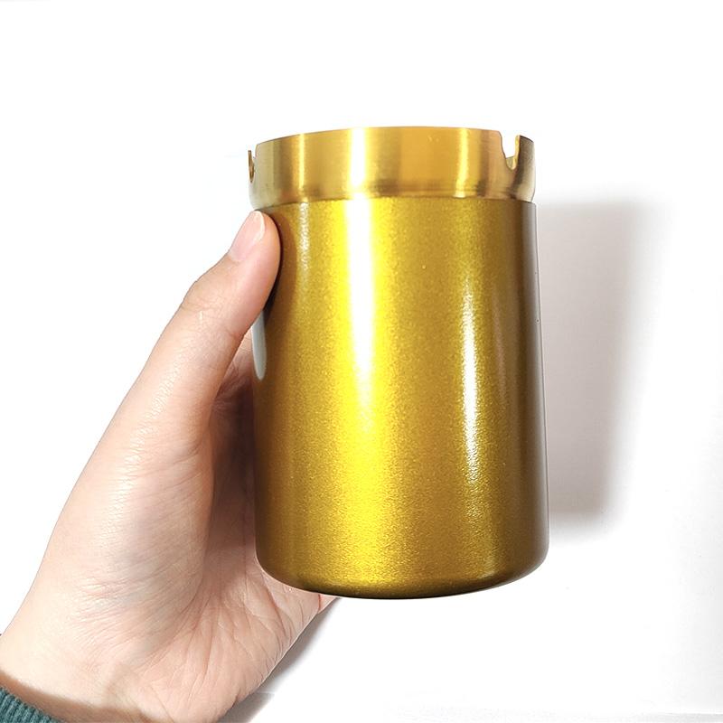 卓上灰皿 ステンレス製 ゴールド 筒型 灰皿 かっこいい アッシュトレイ