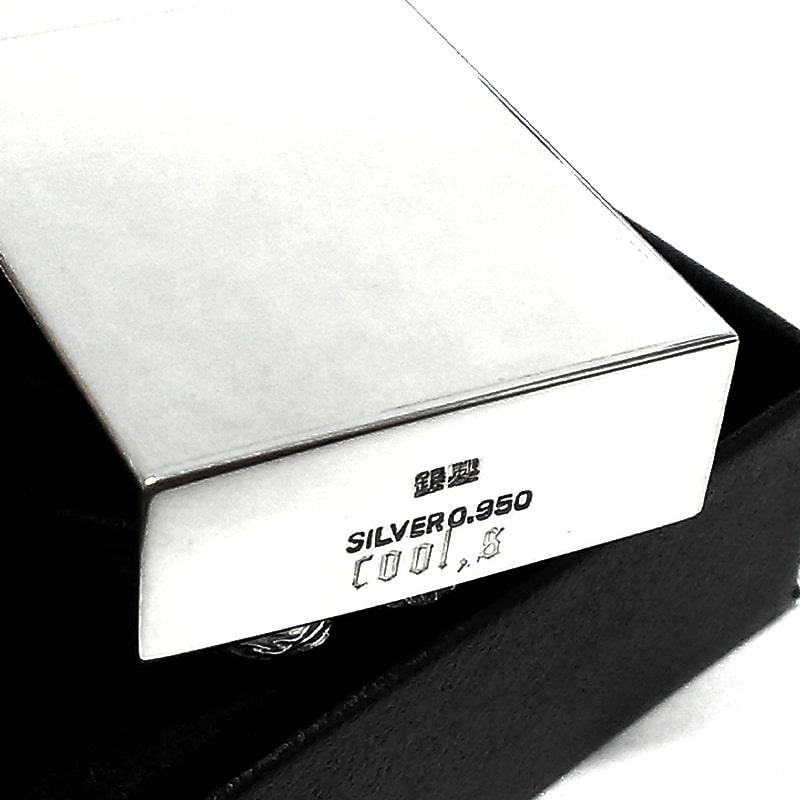 スターリングシルバー950 オイルライター スリム 一点物 ドラゴン 純銀