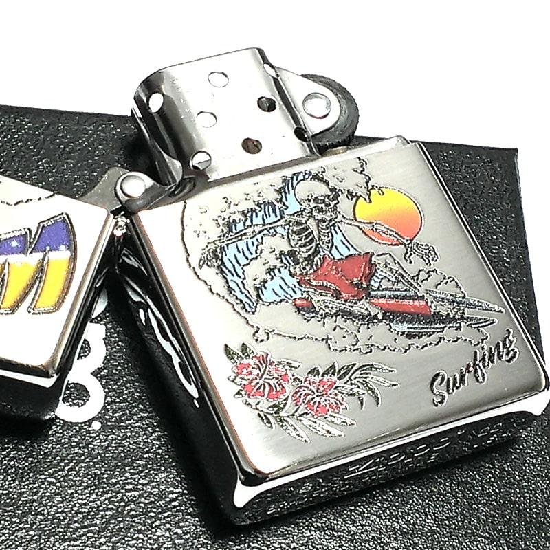 ZIPPO おしゃれ サーフィン スカル ジッポ ライター カラフル ガイコツ