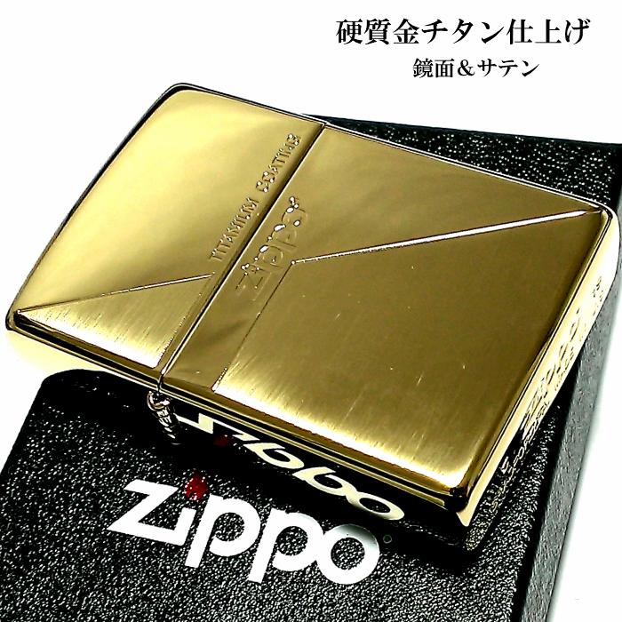 ZIPPO ライター ジッポ ゴールド チタン加工 鏡面 金 シンプル