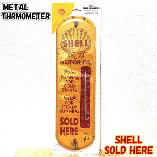 アメリカン レトロ 温度計 おしゃれ シェル メタル サーモメーター