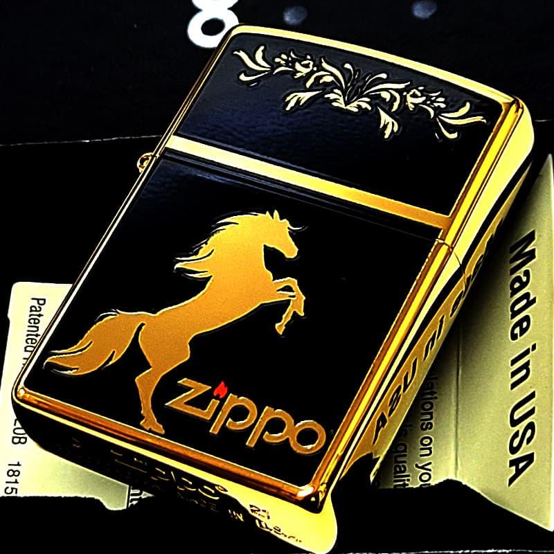 ZIPPO（ジッポー） ライター 馬 チタンホース ジッポ ロゴ ゴールド