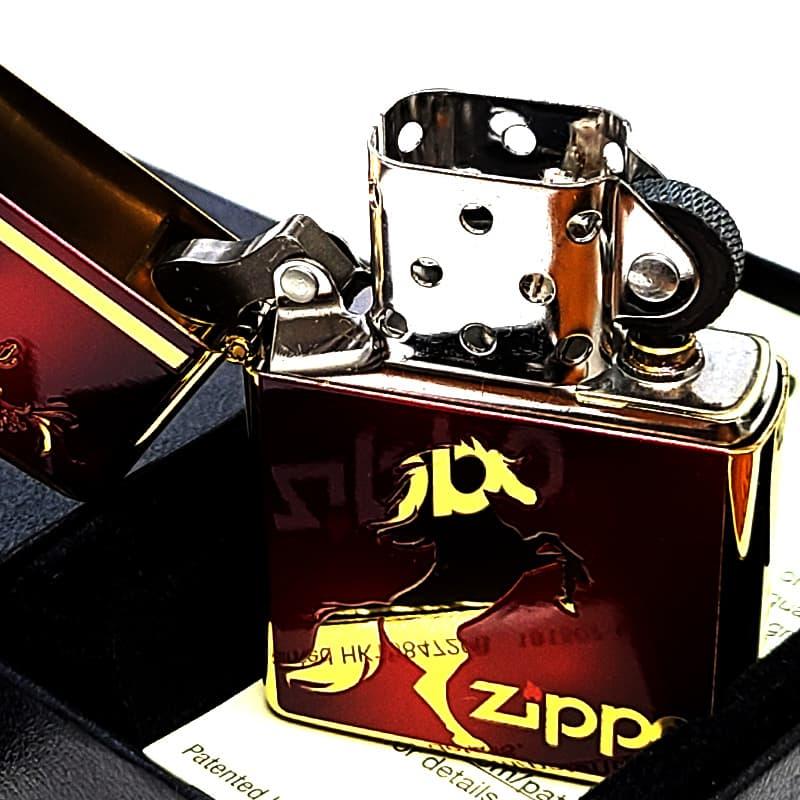 ZIPPO（ジッポー） チタンホース 馬 ゴールドチタン＆レッドマーブル