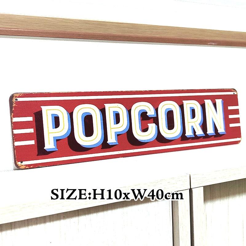 アメリカン レトロ ブリキ看板 ポップコーン ティンサイン レッド 壁