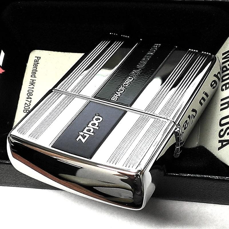 ZIPPO（ジッポー） 縦ライン シルバー＆ブラック ジッポ ライター 