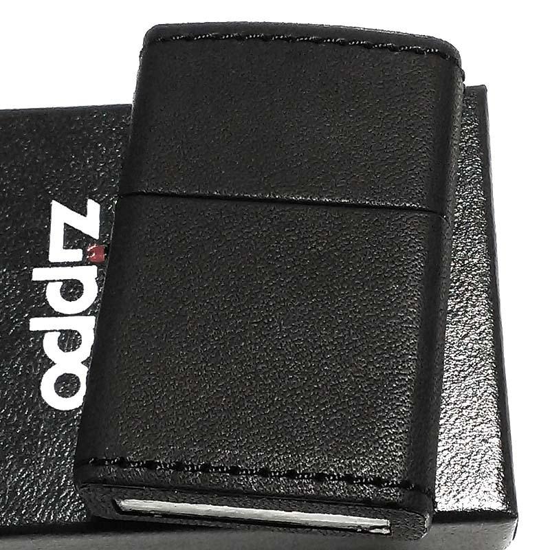 ZIPPO ライター 革巻き 栃木レザー ブラック 牛本革 ジッポ シンプル