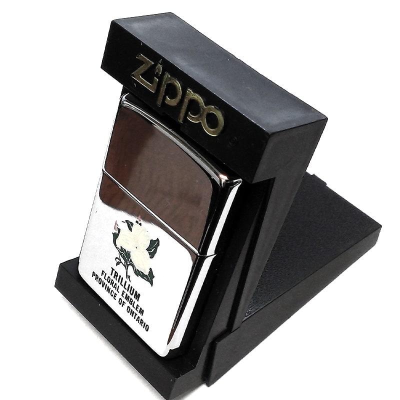 ZIPPO カナダ製 ジッポ ライター レア 1995年製 オンタリオ 花 おしゃれ トリリウム ビンテージ 廃盤 未使用品 絶版 シルバー ヴィンテージ｜hayamipro｜06