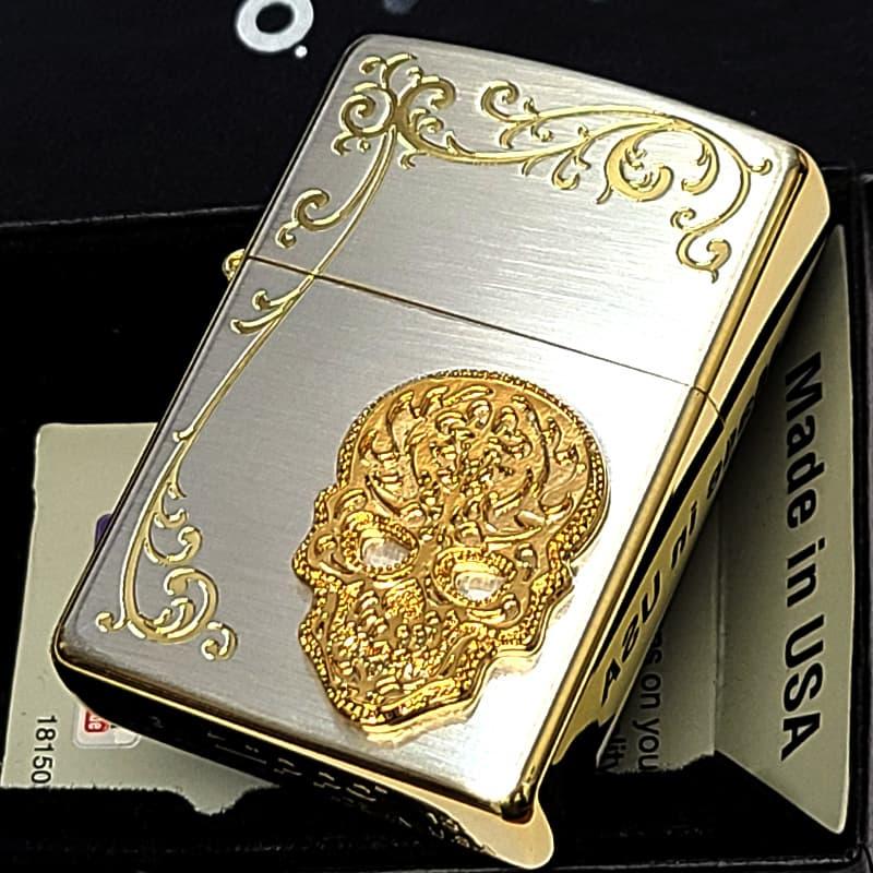 ZIPPO（ジッポー） スカル アラベスク シルバー＆ゴールド 廃盤 ジッポ