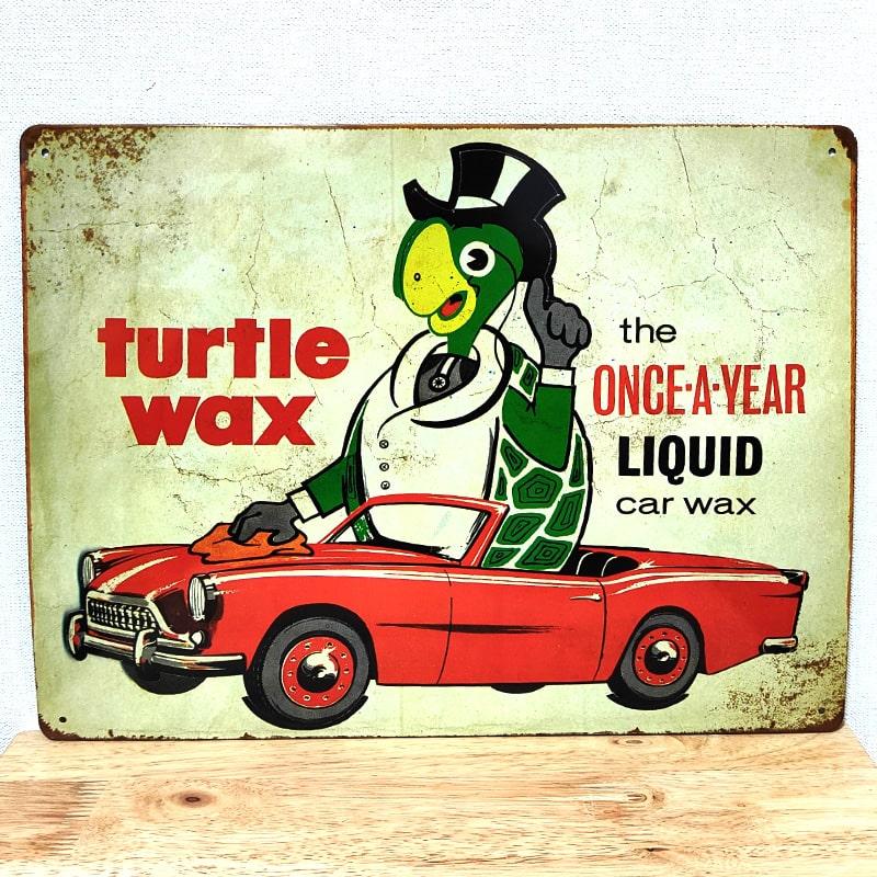 アメリカン レトロ 訳あり アメリカン ブリキ看板 可愛い TurtleWax 
