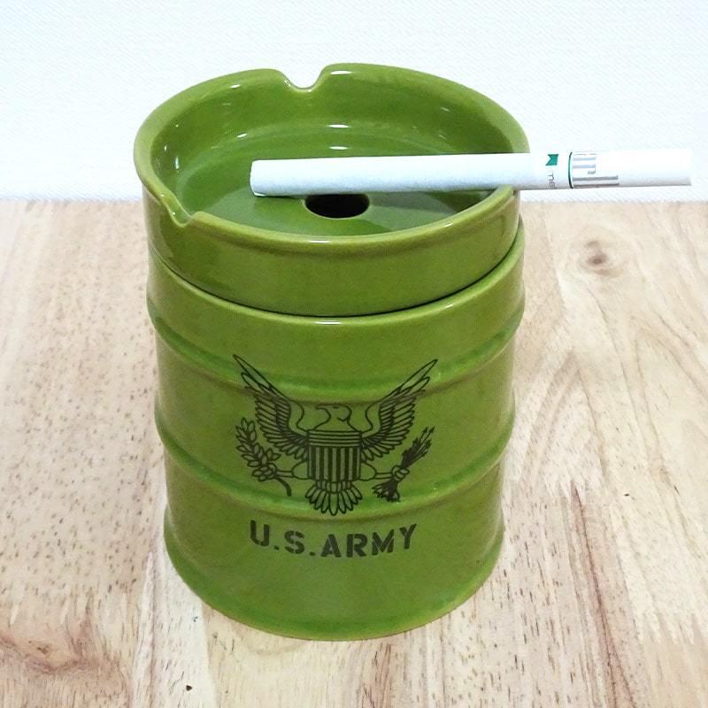 ドラム缶灰皿 喫煙具 ARMY タバコ グリーン 小物入れ アーミー