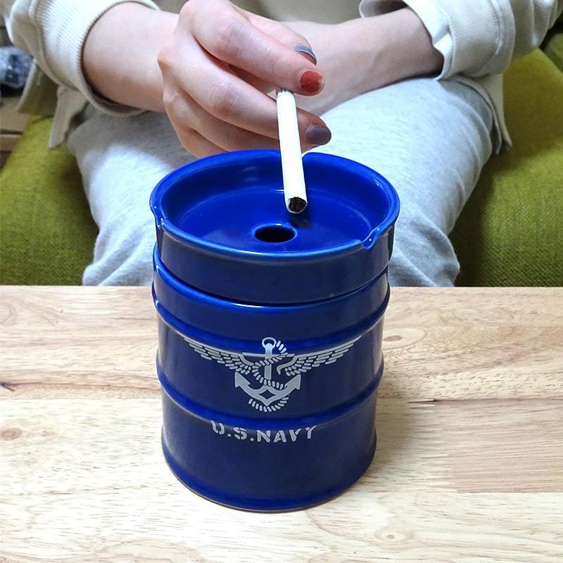 ドラム缶灰皿 タバコ NAVY 喫煙具 小物入れ ネイビー ミリタリー